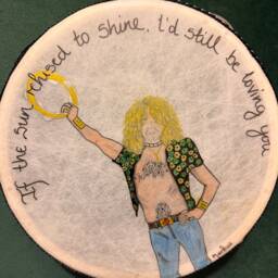 Hand-Drawn Robert Plant Tambourine Art, Led Zeppelin Thank You Lyrics - thumbnail 2