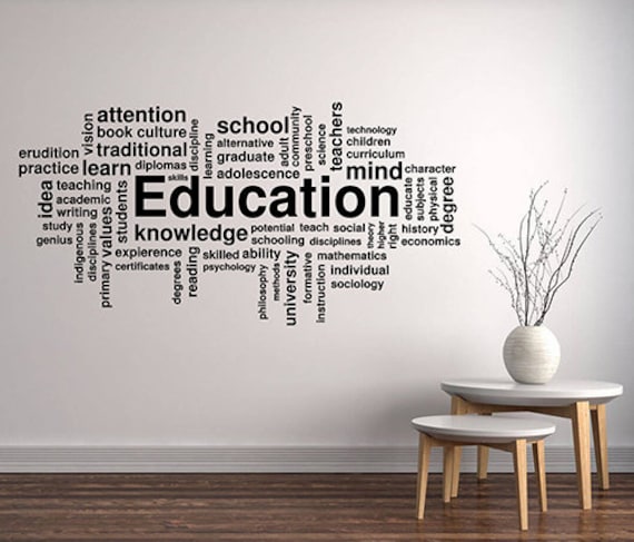Education Word Cloud Wall Decal Science Study Learn Vinyl Sticker Knowledge Words Art Home Interior Room School Library Classroom Decor 3En - image 1