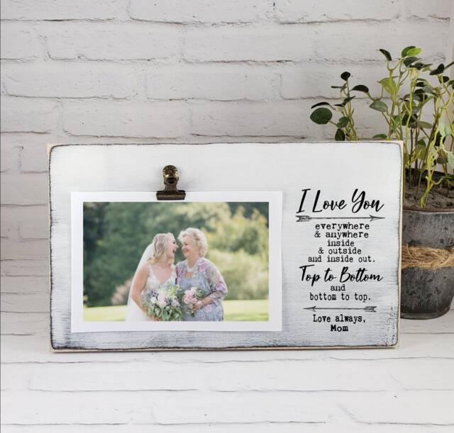 I Love You Anywhere & Everywhere Wood Picture Frame, Personalized Photo Holder Clip, Valentine's Day, Anniversary, Birthday Gift - image 1