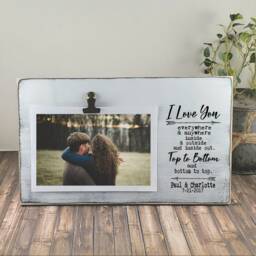 I Love You Anywhere & Everywhere Wood Picture Frame, Personalized Photo Holder Clip, Valentine's Day, Anniversary, Birthday Gift - thumbnail 3