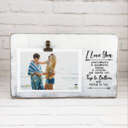 I Love You Anywhere & Everywhere Wood Picture Frame, Personalized Photo Holder Clip, Valentine's Day, Anniversary, Birthday Gift - thumbnail 2