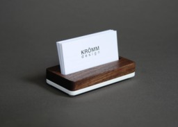 Walnut & Acrylic Business Card Holder, Modern Desk Organizer - thumbnail 1