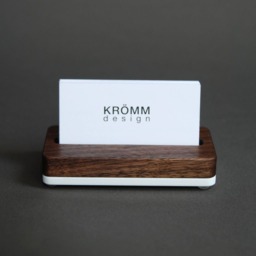 Walnut & Acrylic Business Card Holder, Modern Desk Organizer - thumbnail 2