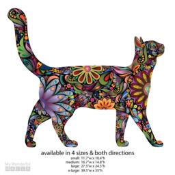 Walking Cat Wall Sticker - Repositionable Floral Decal - thumbnail 2
