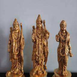 Brass Ram Darbar Statue Rama, Sita, Laxman, Hanuman - 9 Inch - thumbnail 4