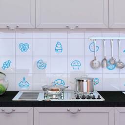 Variety Of Dessert Stickers For Tiles - Kitchen , Tile Decals -Bakery Lollipop Decal Pretzel - thumbnail 2