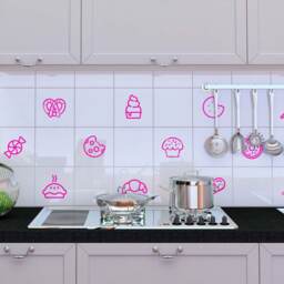 Variety Of Dessert Stickers For Tiles - Kitchen , Tile Decals -Bakery Lollipop Decal Pretzel - thumbnail 3