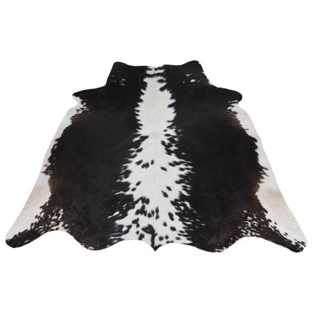 Authentic Black & White Cowhide Rug - Medium Natural Leather Skin For Elegant Interiors - 46x47 Inches - image 1