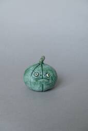 Polymer Clay Pumpkin Figurine Spooky Green Monster Decor - thumbnail 1