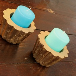 Set Of Two Jelly Shaped Gold Concrete Cast Candle Holder/Planter - thumbnail 3