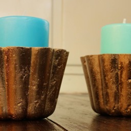 Set Of Two Jelly Shaped Gold Concrete Cast Candle Holder/Planter - thumbnail 2