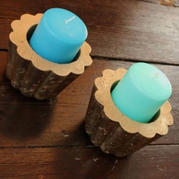 Set Of Two Jelly Shaped Gold Concrete Cast Candle Holder/Planter - thumbnail 4