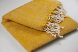 Hand-Loomed Yak Wool Blend Blanket Mustard Travel Wrap Shawl