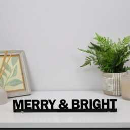 Merry & Bright Door Topper - Black Acrylic Christmas Sign, Festive Home Decor, Secret Santa Gift - thumbnail 3