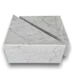 Medium Triangle Block Marble Coffee Table - Set Of 2 Calacatta Gold, Viola Size - 31x31x15 & 31x31x12 - Customizable - thumbnail 2