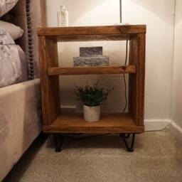 Homemade Rustic Bedside Table - Farmhouse Side Hairpin Reclaimed - thumbnail 2