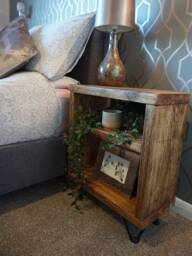 Homemade Rustic Bedside Table - Farmhouse Side Hairpin Reclaimed - thumbnail 1