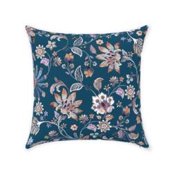 Oriental Peony Pillow Cover - Pure Cotton Twill Print Fabric Rose Pink, Dusky Lilac & Blue Chinoiserie Floral Art Decorative Cushion - thumbnail 1