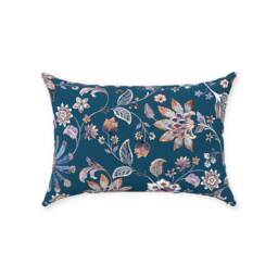Oriental Peony Pillow Cover - Pure Cotton Twill Print Fabric Rose Pink, Dusky Lilac & Blue Chinoiserie Floral Art Decorative Cushion - thumbnail 2