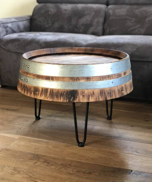 Wine Barrel Coffee Table Tripod Rustic - image 1