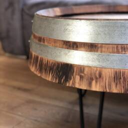 Wine Barrel Coffee Table Tripod Rustic - thumbnail 3