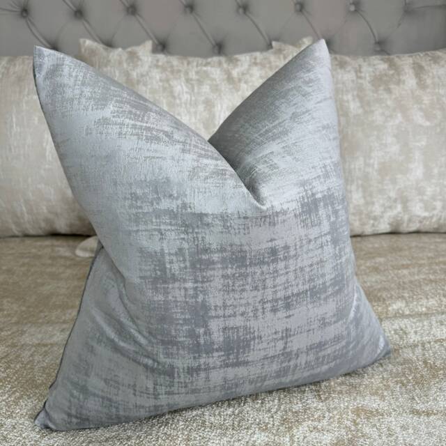 Silver Grey Cushion Cover, Luxury Pillow Grey Sofa Throw Iliv Interior Azurite Velour Fabric - image 1