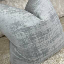 Silver Grey Cushion Cover, Luxury Pillow Grey Sofa Throw Iliv Interior Azurite Velour Fabric - thumbnail 3