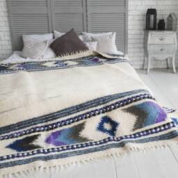 Hand Woven Wool Weighted Blanket Aztec Bedspread Throw - thumbnail 2
