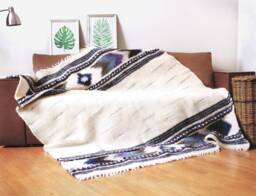 Hand Woven Wool Weighted Blanket Aztec Bedspread Throw