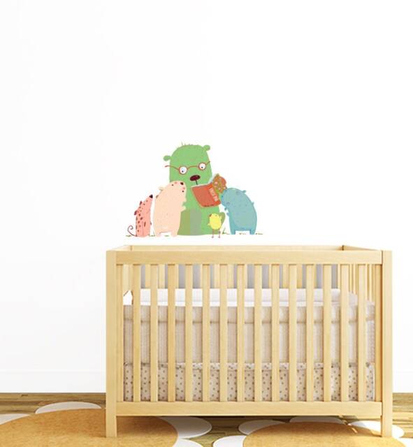 Group Of Animals Reading Wall Sticker Decal - Kids Stickers, Childrens Decals, Room, Girl, Boy