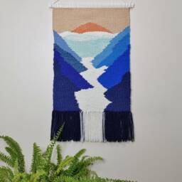 Woven Wall Hanging - Handmade Tapestry Wall Decor Weaving Landscape Art Macrame Woven Textile Art Mountain - thumbnail 3