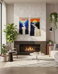 Woven Wall Hanging - Handmade Tapestry Wall Decor Weaving Landscape Art Macrame Woven Textile Art Mountain