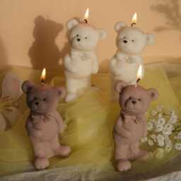 Teddy Bear Candle - Handmade Soy Wax Cute Home Decor Valentine's Day Gift Mother's Cake - thumbnail 3