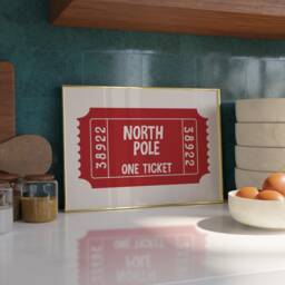 North Pole Ticket Print - Print Dining Room Wall Art Trendy Kitchen Prints Stub Kids Christmas A4 - thumbnail 1