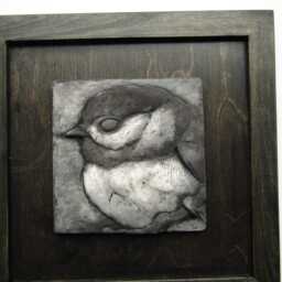Chickadee Framed Sculpture Art Tile - thumbnail 2