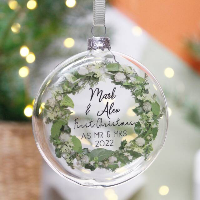 First Married Christmas Personalised Bauble - Mr & Mrs Decoration Newly Wed And - image 1