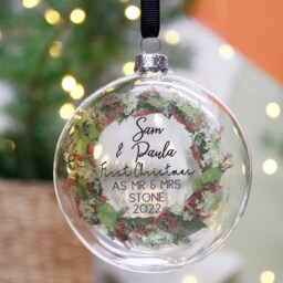 First Married Christmas Personalised Bauble - Mr & Mrs Decoration Newly Wed And - thumbnail 2