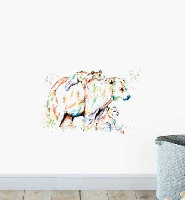 Bear Family Wall Sticker Decal - Illustration Stickers, Animals Decals, Home Decor, Art, Illustrations