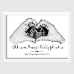 Personalised Pregnancy Scan Print Quote Gift - Baby Mummy Daddy To Be Hands Unframed - thumbnail 2