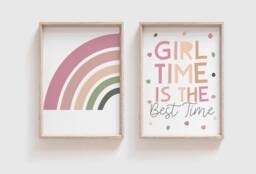 2 Girls Nursery Prints, Rainbow Wall Art, Quotes, Blush Pink, Bedroom Decor - thumbnail 1