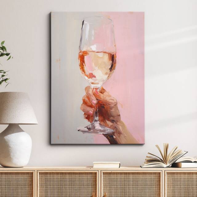 Wine Prosecco Glass Beverage Watercolor Drink Painting Framed Poster Print & Canvas Wall Decor Art Bedroom Home Interior Bar Gift - image 1