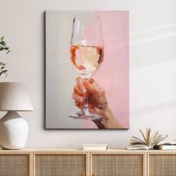 Wine Prosecco Glass Beverage Watercolor Drink Painting Framed Poster Print & Canvas Wall Decor Art Bedroom Home Interior Bar Gift - thumbnail 1
