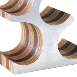Stainless Steel & Walnut Wine Rack - Metal Wood Bottle Display Tree in Plywood Black Woods - thumbnail 4