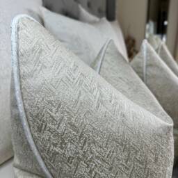 Luxury Herringbone Pillow Cover, Cream Gold Ivory, Piped Cushion Case, Euro Sham Throw Interior Design - thumbnail 3