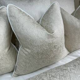 Luxury Herringbone Pillow Cover, Cream Gold Ivory, Piped Cushion Case, Euro Sham Throw Interior Design - thumbnail 4