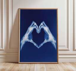 x-Ray Heart Hands Poster, Anatomical Wall Art, Modern Medical Print, Unique Love Artwork, Cool Skeleton Hand Illustration For Home Decor - thumbnail 1