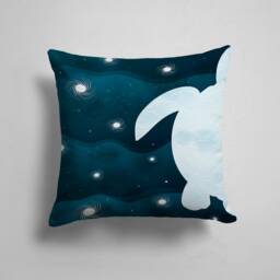 Sunbath Cushion Cover-Sea Waves Pillow Case-Modern Decorative Case-Turtle Cover-Gift For Her -Handmade Material - thumbnail 4
