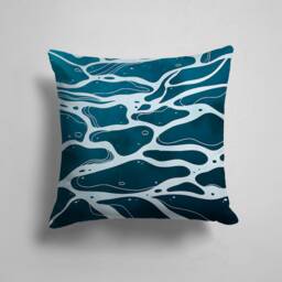 Sunbath Cushion Cover-Sea Waves Pillow Case-Modern Decorative Case-Turtle Cover-Gift For Her -Handmade Material - thumbnail 3