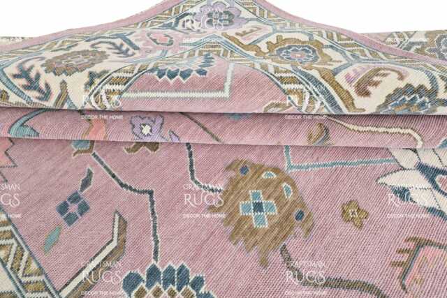 Pink Oushak Hand Knotted Rug 4x6, 5x8, 6x9, 8x10, 9x12, 10x14 Ft Handmade Rugs For Living Room - Antique Style Contemporary Rug - image 1