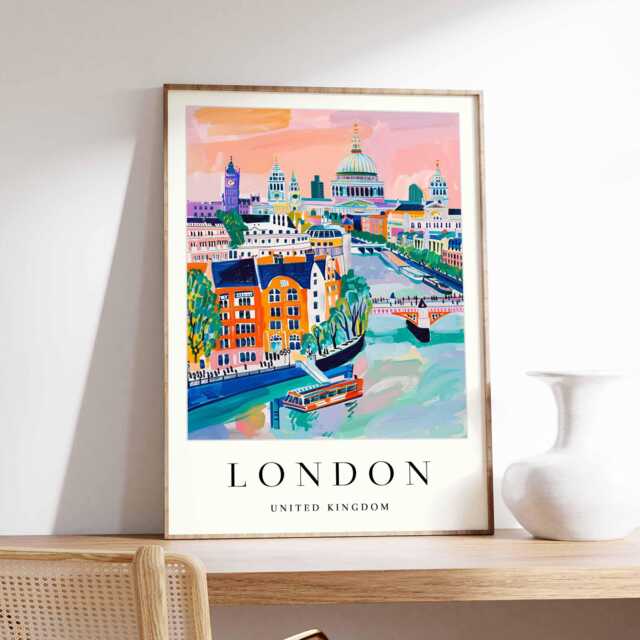 London Travel Poster Big Ben, Cityscape Wall Art - image 1
